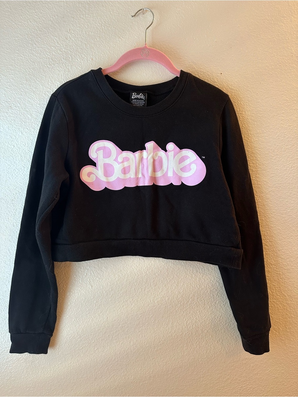 Barbie Black Sweatshirt with Pink and White Logo